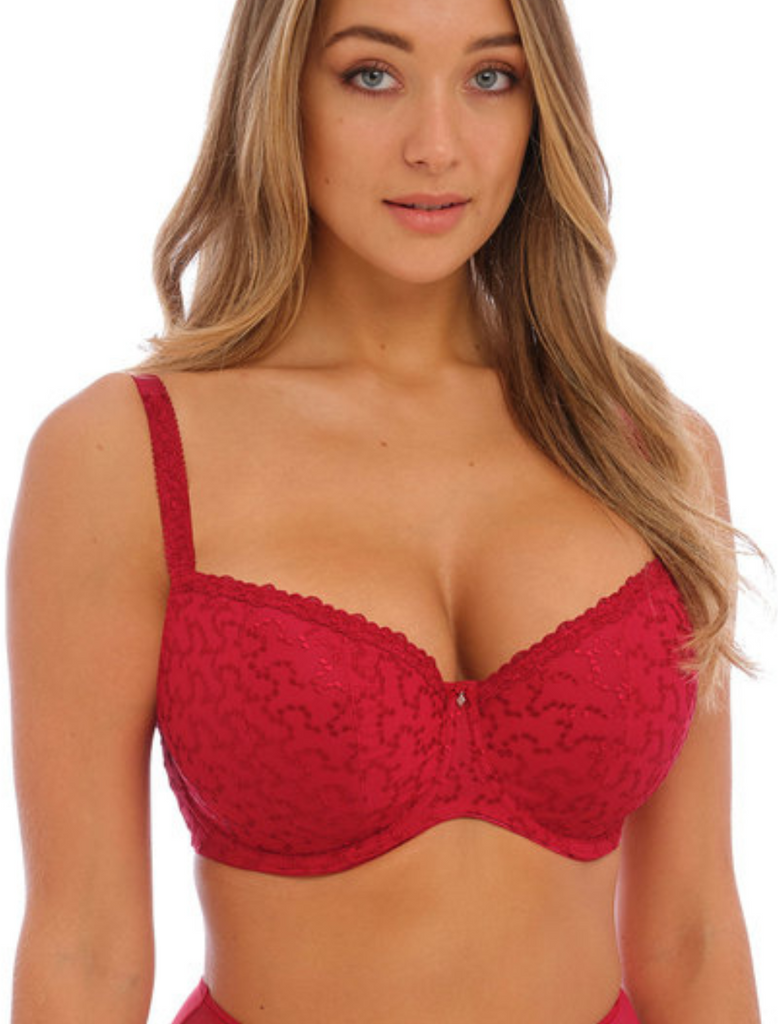 Fantasie Ana Underwire Padded Half Cup Bra in Red | Red Padded Bras